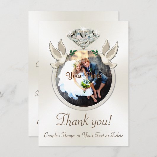 写真パーソナライズされた結婚付きのサンキューカード 招待状 (正面/裏面)