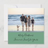 写真パーソナライズされた緑の書道クリスマス カード (正面)