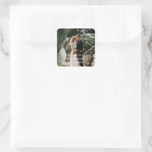写真パーソナライズされた自分の写真を追加結婚する スクエアシール (バッグ)