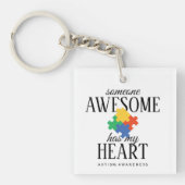 写真パーソナライズされた自閉症意識 キーホルダー (正面)