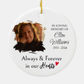 写真パーソナライズされた記念クリスマス セラミックオーナメント (裏面)