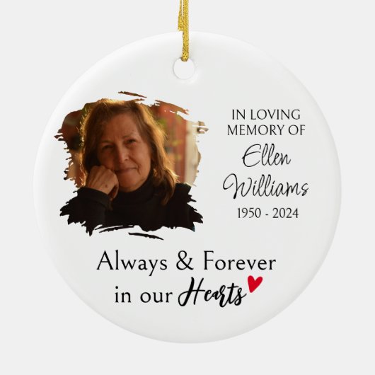 写真パーソナライズされた記念クリスマス セラミックオーナメント (裏面)