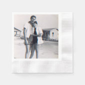 写真パーソナライズされた記念日パーティーナプキンス 縁ありカクテルナプキン (正面)