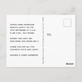 写真パーソナライズされた誕生のお知らせ ポストカード (裏面)