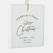 写真パーソナライズされた誕生の統計初めてのクリスマス セラミックオーナメント (右)