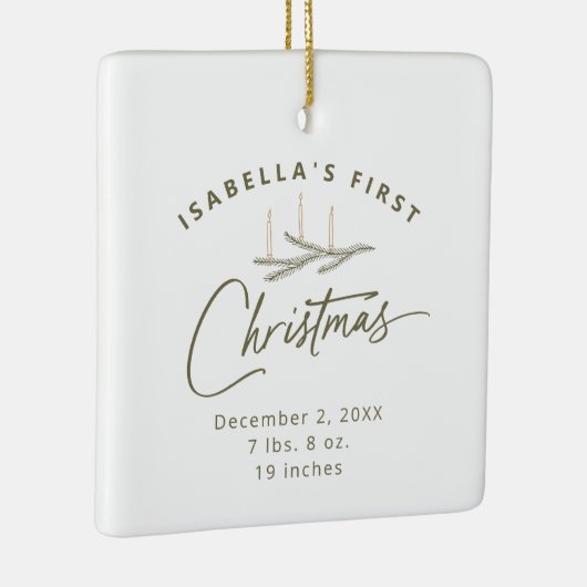 写真パーソナライズされた誕生の統計初めてのクリスマス セラミックオーナメント (右)