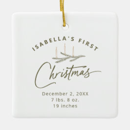 写真パーソナライズされた誕生の統計初めてのクリスマス セラミックオーナメント