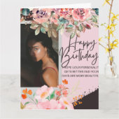 写真パーソナライズされた誕生日はがき カード (黄色い花)