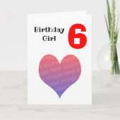 写真パーソナライズされた誕生日ガール(6歳) カード (正面)