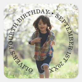 写真パーソナライズされた誕生日クラシックスクエアシール スクエアシール