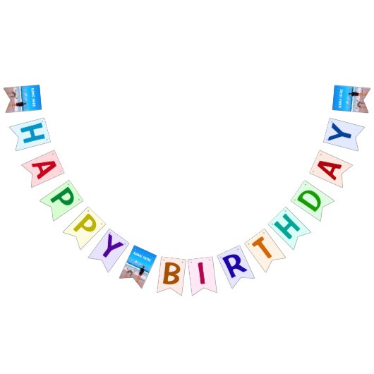 写真パーソナライズされた誕生日フラグ名前をカスタムする バンティングフラッグ (全)