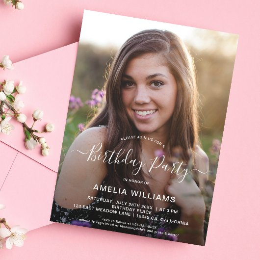 写真パーソナライズされた誕生日任意の年齢 招待状