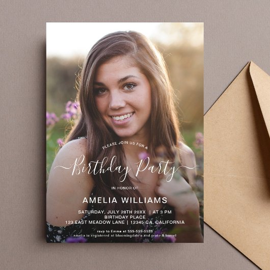 写真パーソナライズされた誕生日任意の年齢 招待状