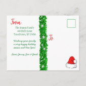 写真パーソナライズされた赤キャンディーケーンクリスマス シーズンポストカード (裏面)