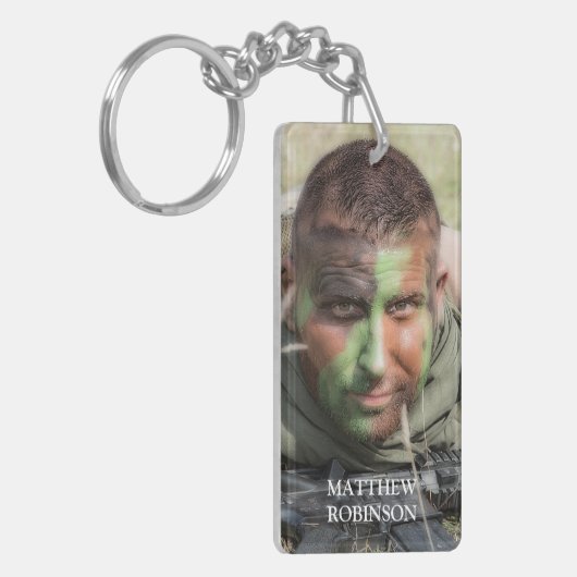 写真パーソナライズされた軍が消えた キーホルダー (正面左)