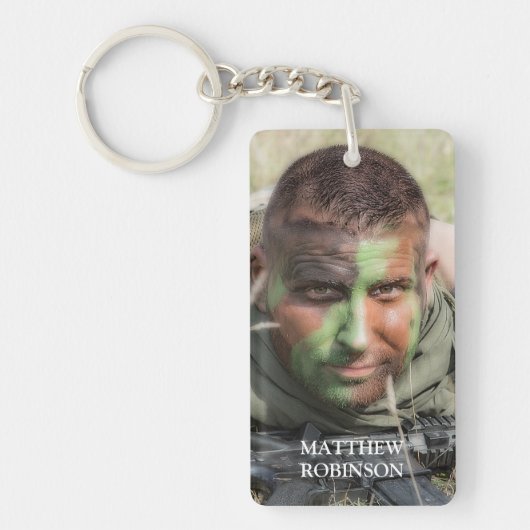 写真パーソナライズされた軍が消えた キーホルダー (正面)