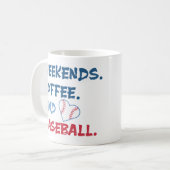 写真パーソナライズされた週末、コーヒー&野球マグカップ コーヒーマグカップ (正面左)