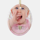 写真パーソナライズされた金ゴールドグリッツハート引用文 セラミックオーナメント (右)