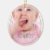 写真パーソナライズされた金ゴールドグリッツハート引用文 セラミックオーナメント (左)