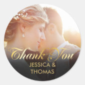 写真パーソナライズされた金ゴールドスクリプト ラウンドシール (正面)