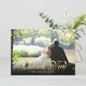 写真パーソナライズされた金ゴールドハートScript Thank You サンキューカード (スタンド正面)