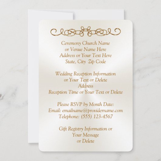 写真パーソナライズされた金ゴールド縁ど結婚式招待状 招待状 (裏面)