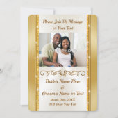 写真パーソナライズされた金ゴールド縁ど結婚式招待状 招待状 (正面)