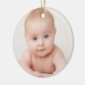 写真パーソナライズされた金ゴールド葉ベビー誕生日 セラミックオーナメント (左)