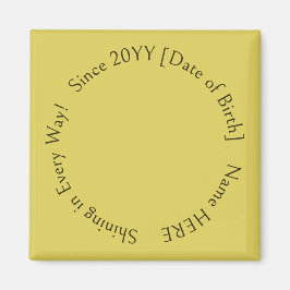 写真パーソナライズされた金ゴールド輝く黄 マグネット