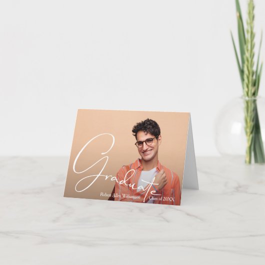 写真パーソナライズされた院生折り畳み ノートカード (正面)