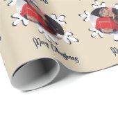 写真パーソナライズされた雪の結晶メリークリスマス ラッピングペーパー (ロールコーナー)