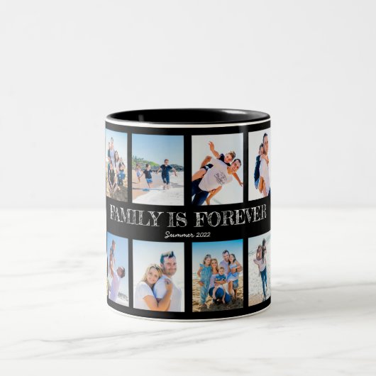 写真パーソナライズされた10枚のコラージュ ツートーンマグカップ (中央)