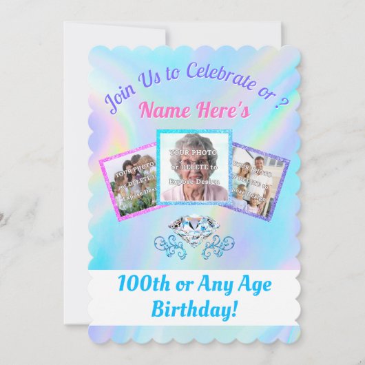 写真パーソナライズされた100年の誕生日パーティー 招待状 (正面)