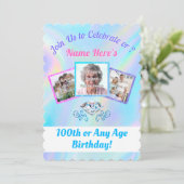 写真パーソナライズされた100年の誕生日パーティー 招待状 (スタンド正面)