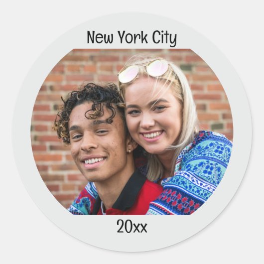 写真パーソナライズされた2行のカスタム文字 ラウンドシール (正面)