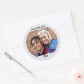 写真パーソナライズされた2行のカスタム文字 ラウンドシール (封筒)