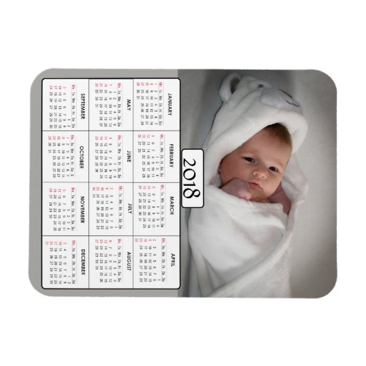 写真パーソナライズされた2018カレンダー磁石 マグネット (横)