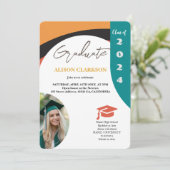 写真パーソナライズされた2024レトロパーティー卒業 招待状 (スタンド正面)