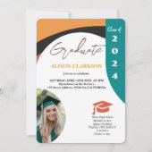 写真パーソナライズされた2024レトロパーティー卒業 招待状 (正面)