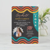 写真パーソナライズされた2025レトロファンキー卒業 招待状 (スタンド正面)