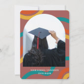 写真パーソナライズされた2025レトロファンキー卒業 招待状 (裏面)