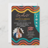 写真パーソナライズされた2025レトロファンキー卒業 招待状 (正面)