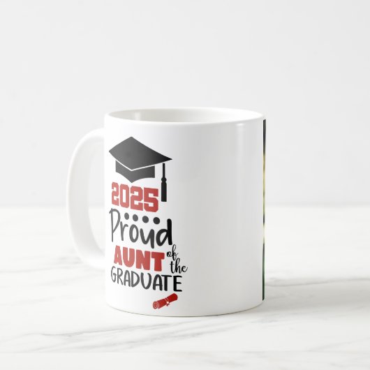 写真パーソナライズされた2025年卒業生の叔母 コーヒーマグカップ (正面左)