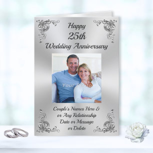 写真パーソナライズされた25周年記念結婚カード カード
