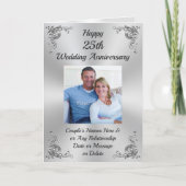 写真パーソナライズされた25周年記念結婚カード カード (正面)