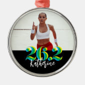 写真パーソナライズされた26.2マラソ走ン メタルオーナメント (正面)