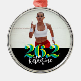 写真パーソナライズされた26.2マラソ走ン メタルオーナメント