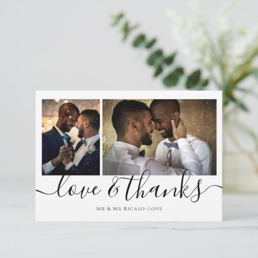 写真パーソナライズされた3枚の愛と感謝 招待状 (スタンド正面)