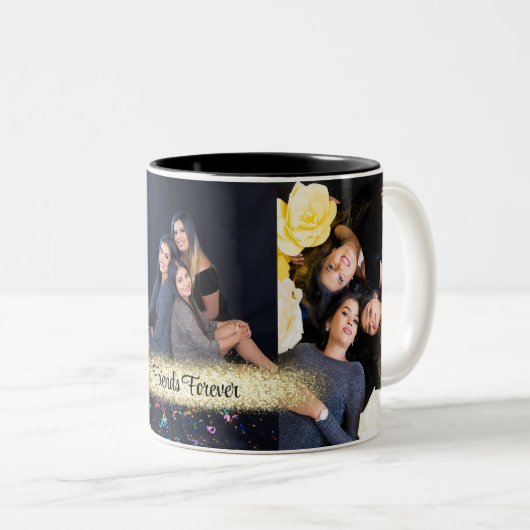 写真パーソナライズされた3枚フォトコーヒーマグ ツートーンマグカップ (正面右)