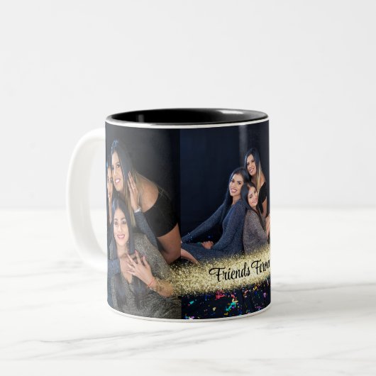 写真パーソナライズされた3枚フォトコーヒーマグ ツートーンマグカップ (正面左)